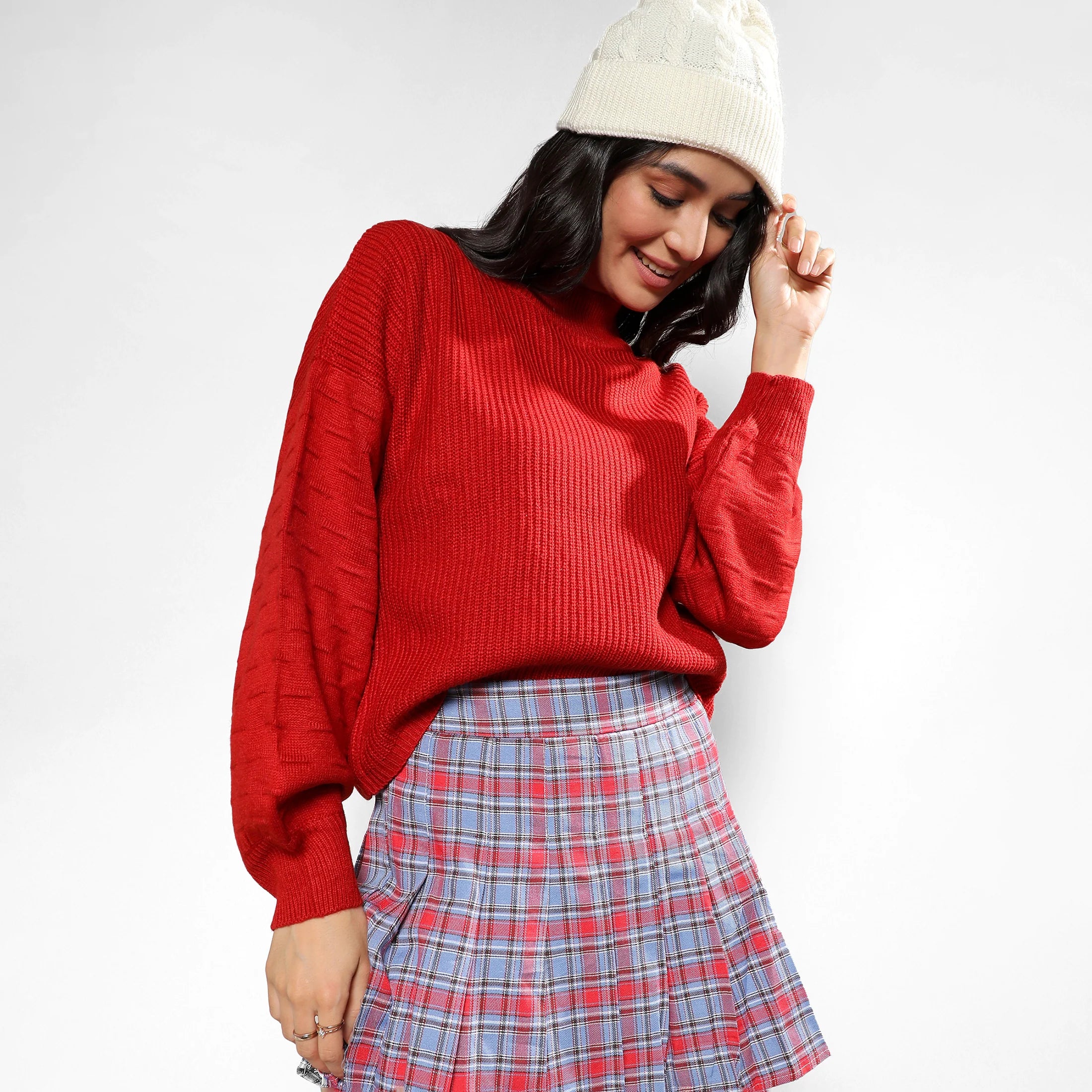 Venetian Red Boxy Ribbed Sweater